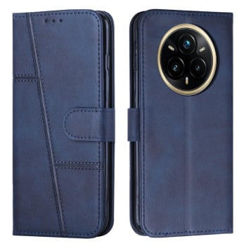 Чехол-книжка со строчкой и фактурой Calf на Realme 14 Pro+ - синий