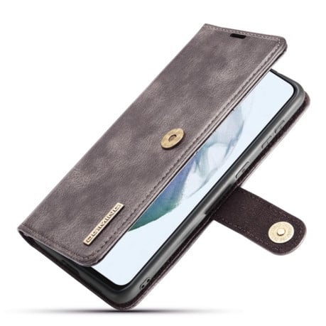 Кожаный чехол-книжка DG.MING Crazy Horse Texture на Samsung Galaxy S21 FE - серый