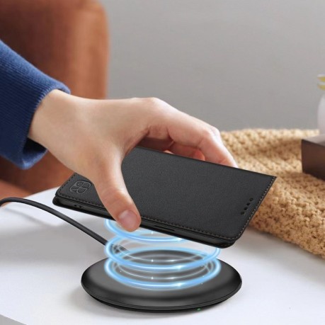 Чехол-книжка RC01 Dual-Folded Magnetic Suction RFID Leather на Infinix Hot 50i 5G / Smart 9 4G - черный