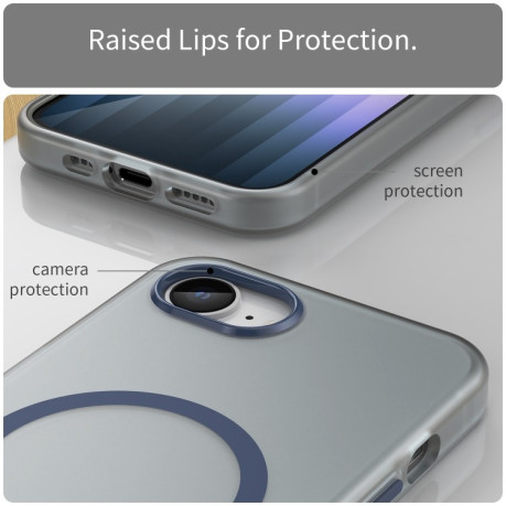 Противоударный чехол MagSafe Frosted Translucent TPU + PC для iPhone 16e - синий