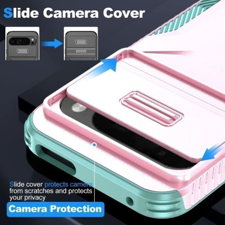 Протиударний чохол Sliding Camshield для Google Pixel 9 Pro XL - Pink + Grey Green