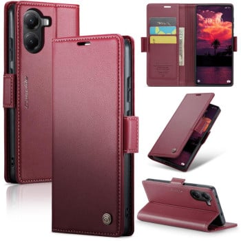 Чохол-книжка CaseMe 023 Butterfly Buckle Litchi Texture RFID Anti-theft Leather для Xiaomi Poco X7 Pro - червоний
