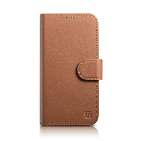 Кожаный чехол-книжка iCarer Wallet Case 2in1 для iPhone 14\13 - коричневый