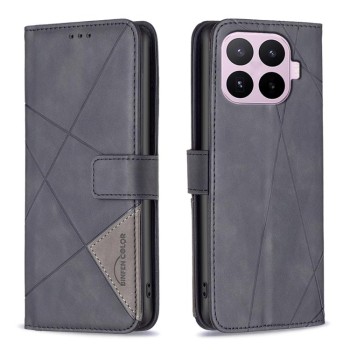 Чохол-книжка з фактурою Rhombus і магнітним хлястиком на Xiaomi 17T Pro 5G — чорний