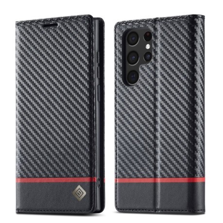 Чохол-книжка LC.IMEEKE Carbon Fiber Samsung Galaxy S22 Ultra 5G - Horizontal Black