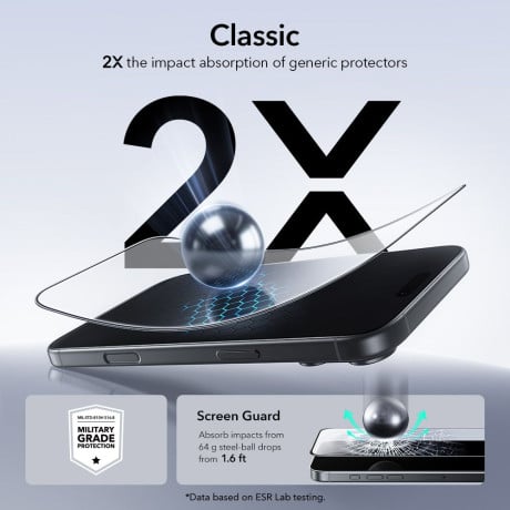 Комплект защитного стекла ESR UltraFit Tempered Glass 2-pack на iPhone 17 Pro Max - transparent