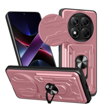 Чехол со шторкой на камеру Sliding Camshield и подставкой на Xiaomi Redmi Note 14 Pro 4G - золото