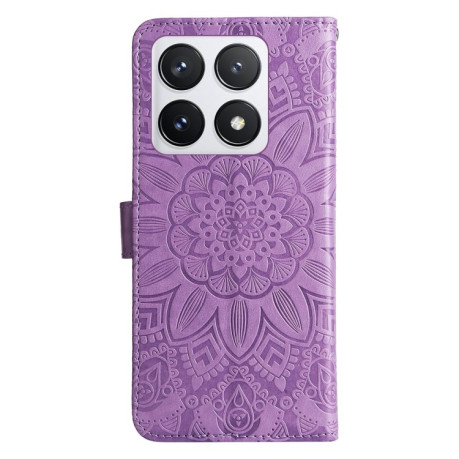 Чехол-книжка Embossed Sunflower для Xiaomi 14T Pro - фиолетовый
