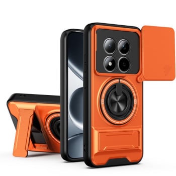 Протиударний чохол Lens Sliding Window Multifunctional Magnetic Shockproof зі шторкою камери для Redmi Note 15 Pro 4G Global 163.2mm — оранжевий