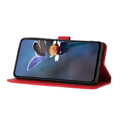 Чехол-книжка Flower Embossing Pattern для Xiaomi Redmi Note 14 4G - красный