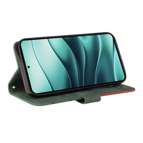 Чохол-книжка Dual-color Splicing Flip Leather для Xiaomi Redmi Note 14 5G/Poco M7 Pro 5G - зелений