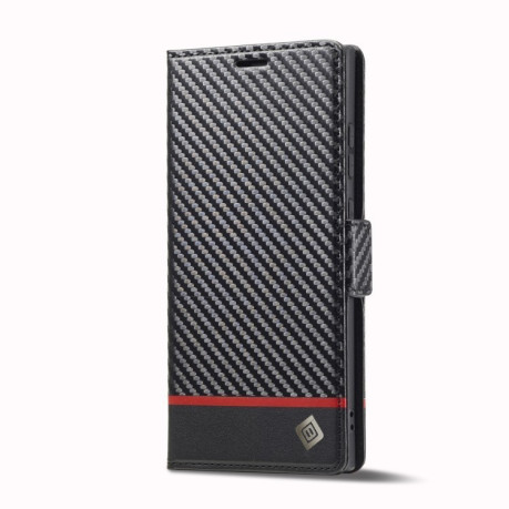 Чехол-книжка LCIMEEKE Carbon Fiber для Samsung Galaxy S25 Ultra 5G - Black