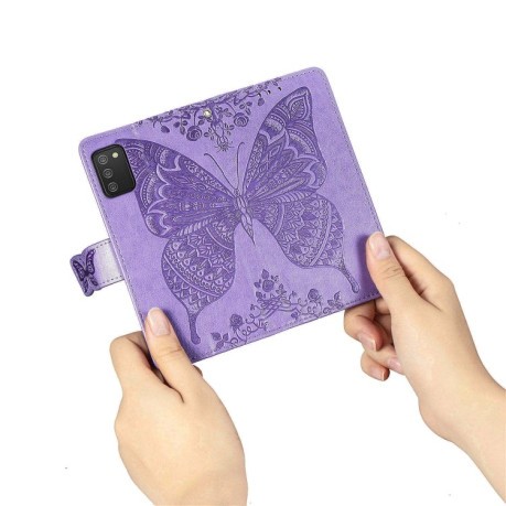Чохол-книжка Butterfly Love Flowers Samsung Galaxy A03s - фіолетовий