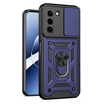 Чехол со шторкой на камеру Sliding Camshield и подставкой на Infinix Hot 70 5G — синий