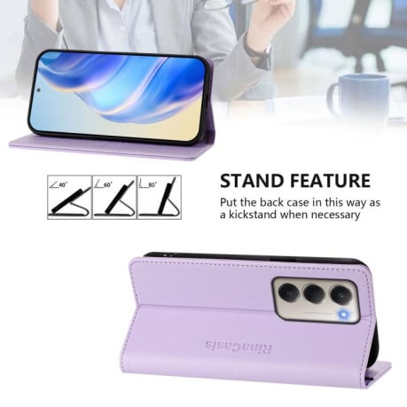 Чехол-книжка RC01 Dual-Folded Magnetic Suction RFID на Xiaomi Redmi 15 5G / 4G EU 171mm - фиолетовый