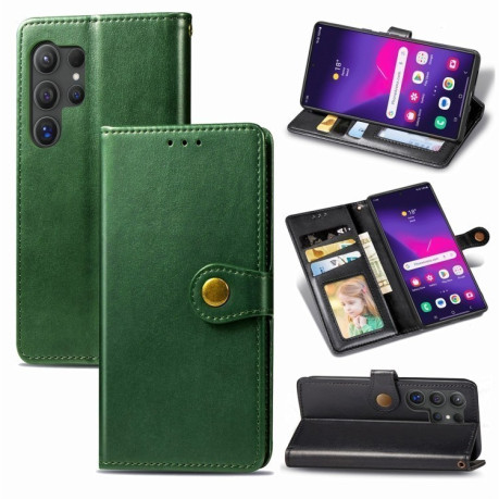 Чехол-книжка Retro Solid Color на Samsung Galaxy S25+ 5G - зеленый