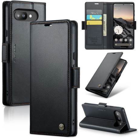 Чохол-книжка CaseMe 023 Butterfly Buckle Litchi Texture RFID Anti-theft Leather для Google Pixel 9a - чорний