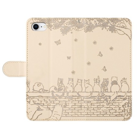 Чохол-книжка Cat Embossing Pattern на iPhone 16e - бежевий