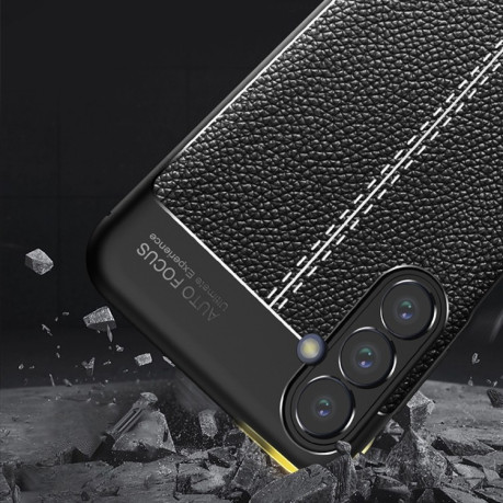 Противоударный чехол Litchi Texture на Samsung Galaxy M34 5G - черный