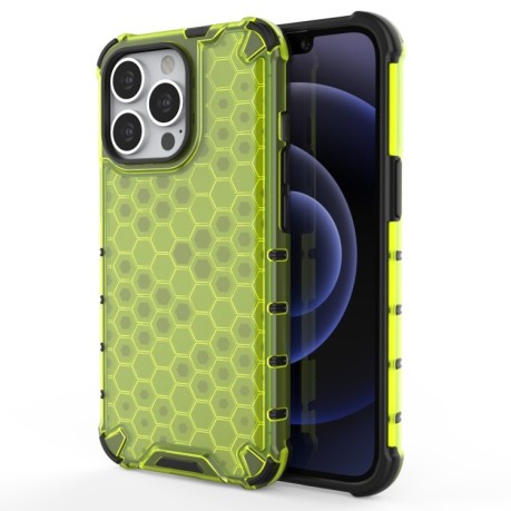 Противоударный чехол Honeycomb на iPhone 14 - зеленый