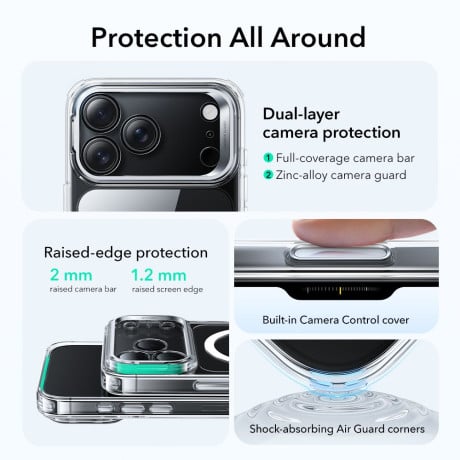 Оригінальний чохол ESR Classic Hybrid з підставкою Kickstand та з MagSafe на iPhone 17 Pro - Clear