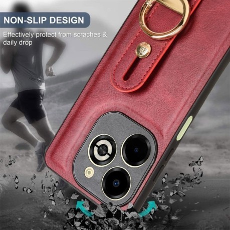 Протиударний чохол Wristband Leather Back для Infinix Smart 8 Plus / Smart 8 Pro - червоний