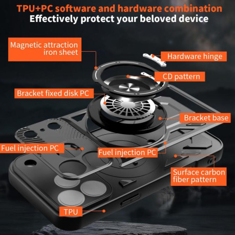 Ударозащитный чехол Armor Rotating Holder MagSafe на iPhone 17 Pro - золото