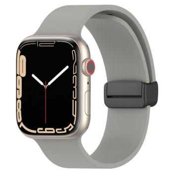 Силіконовий ремінець Magnetic Black Buckle Smooth для Apple Watch 10 46mm/Ultra 49mm / Series 8/7 45mm / 44mm / 42mm /42mm - сірий