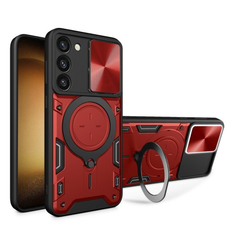 Противоударный чехол CD Texture Sliding Camshield для Samsung Galaxy S23 5G - красный