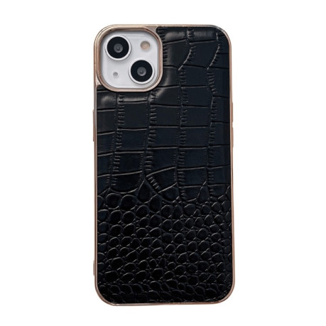 Противоударный чехол Crocodile Texture Nano Electroplating для iPhone 14 - черный