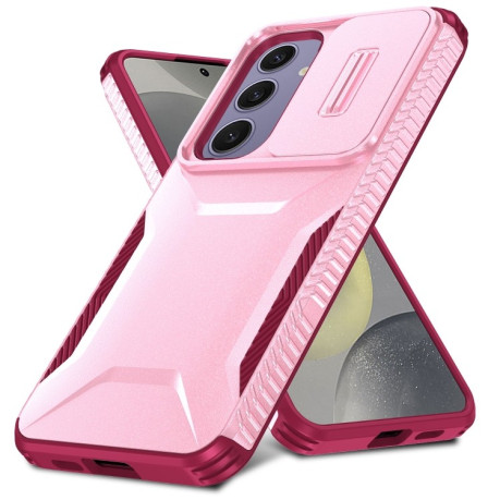 Противоударный чехол Sliding Camshield для Samsung Galaxy S24 FE 5G - Pink + Rose Red