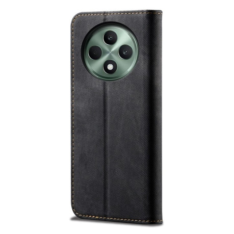Чехол книжка Denim Texture Casual Style на OPPO Reno12 F/12 FS 5G Global - черный