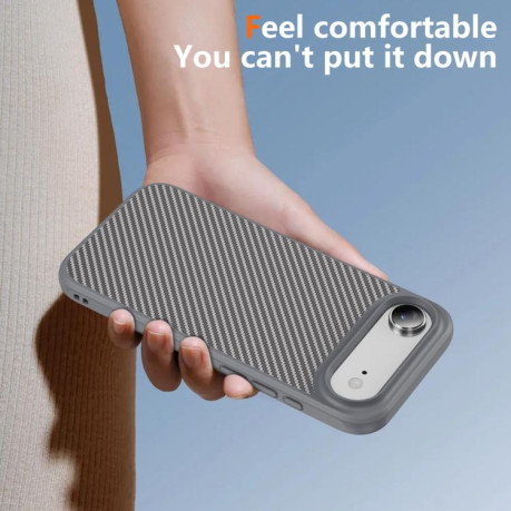 Ударозащитный чехол Carbon Fiber Texture Skin-feel Acrylic TPU на iPhone Air - серый