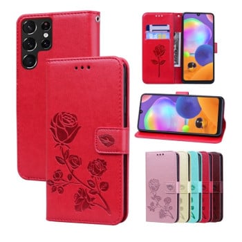Чохол-книжка Rose Embossed Samsung Galaxy S22 Ultra 5G - червоний