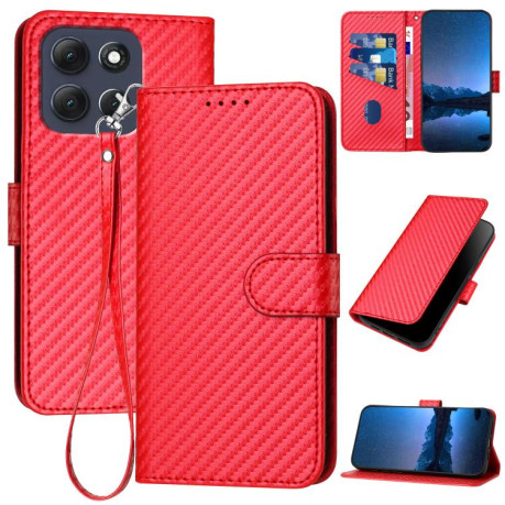 Чохол-книжка Carbon Fiber Texture на Motorola Moto G86 Power - червоний