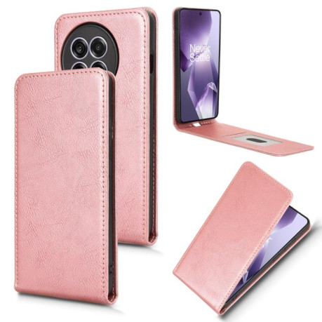 Флип-чехол Magnetic Vertical Flip Leather для OnePlus 13R/Ace 5/Ace 5 Pro - розовое золото