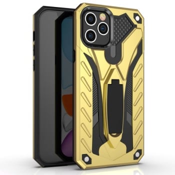 Противоударный чехол Armor Knight Series with Holder на iPhone 12/12 Pro - золотой