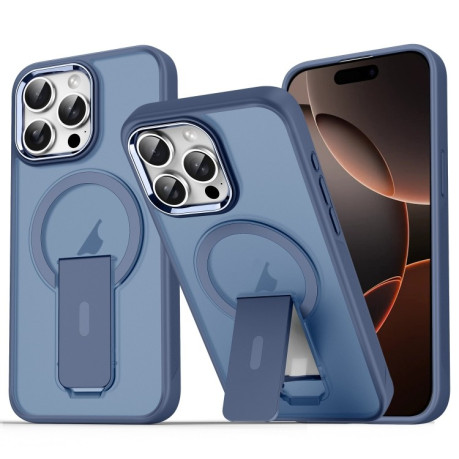 Противоударный чехол Acrylic Hybrid TPU MagSafe Holder для iPhone 16 Pro Max - синий