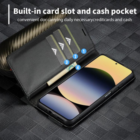 Чехол-книжка LCIMEEKE Carbon Fiber для  Xiaomi Redmi Note 14 4G 164.48  - Black