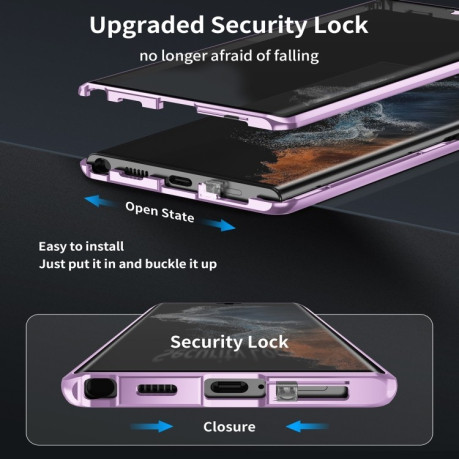 Двусторонний магнитный чехол Magnetic Angular Frame Magsafe для Samsung Galaxy S24 Ultra 5G - фиолетовый