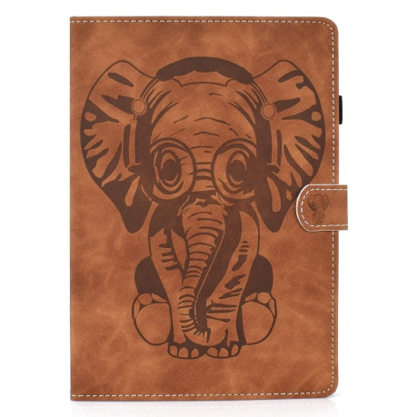 Чехол-книжка Embossed Elephant Pattern на iPad Air 10.9 2022/2020 - коричневый