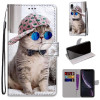 Чехол-книжка Coloured Drawing Cross для iPhone XR - Slant Hat Blue Mirror Cat