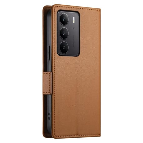 Чохол-книжка Side Buckle Magnetic Frosted Leather на Realme C75 / Realme 14x - коричневий
