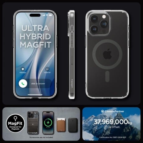 Оригинальный чехол Spigen Ultra Hybrid (Magsafe) для iPhone 15 Pro Max- Graphite