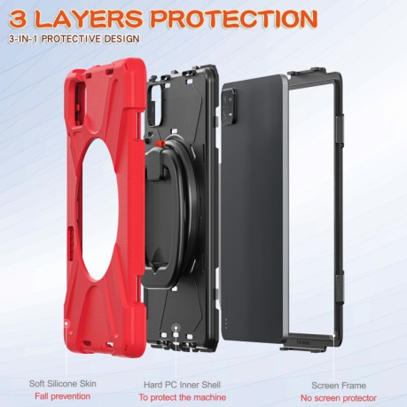 Чехол Silicone Hybrid PC Tablet Case with Holder &amp; Shoulder Strap для Xiaomi Pad 6 / 6 Pro  - красный