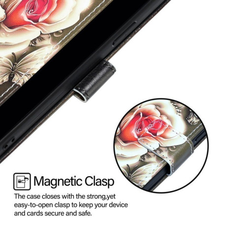 Чохол-книжка Colored Drawing Pattern Plain Weave Leather для Xiaomi 14T Pro - Roses On Black