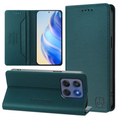 Чехол-книжка RC01 Dual-Folded Magnetic Suction RFID Leather на Motorola Edge 5G 2025 / Edge 60 Fusion - зеленый