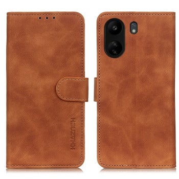 Чохол-книжка KHAZNEH з матовою фактурою Cowhide та магнітним хлястиком на Xiaomi Redmi 13C/Poco C65/Poco C65 - коричневий