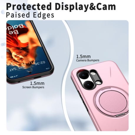 Чохол Metal Rotation Holder MagSafe TPU Hybrid PC з металевим поворотним тримачем і MagSafe на Xiaomi Redmi Turbo 5 Max 5G / Poco X8 Pro Max 5G — рожевий