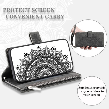 Чехол-книжка Multi-Card Totem Zipper Leather для Samsung Galaxy A36 - серый